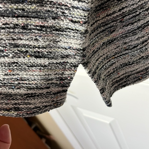 LOFT texture knit cotton blend blk pullover crop sweater 3/4 sleeve side slit LG - Picture 5 of 11